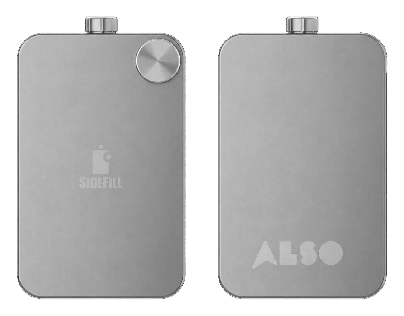 SideFill in Pearl Steel mit dem Logo von ALSO, Vorder- und Rückseite